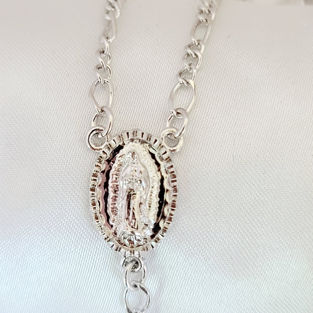 14K White Gold Plated Men's Rosary. New - Picture 4 of 6